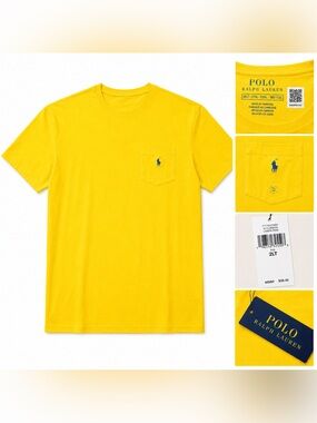 NWT Polo Ralph Lauren Men’s Classic Fit Pocket T-Shirt 2XLT Lemon Rind Yellow